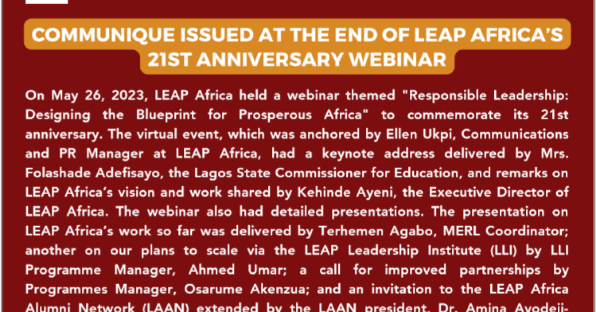 Leap Africa Communique